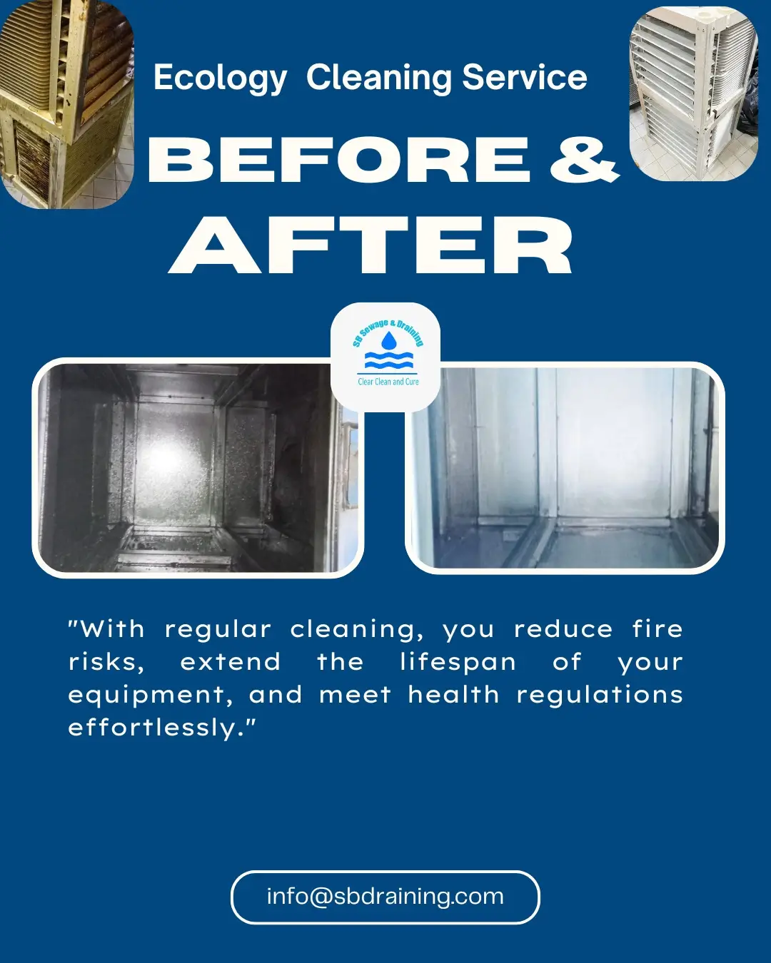 before and after kitchen hood Ecology befor and after cleaning