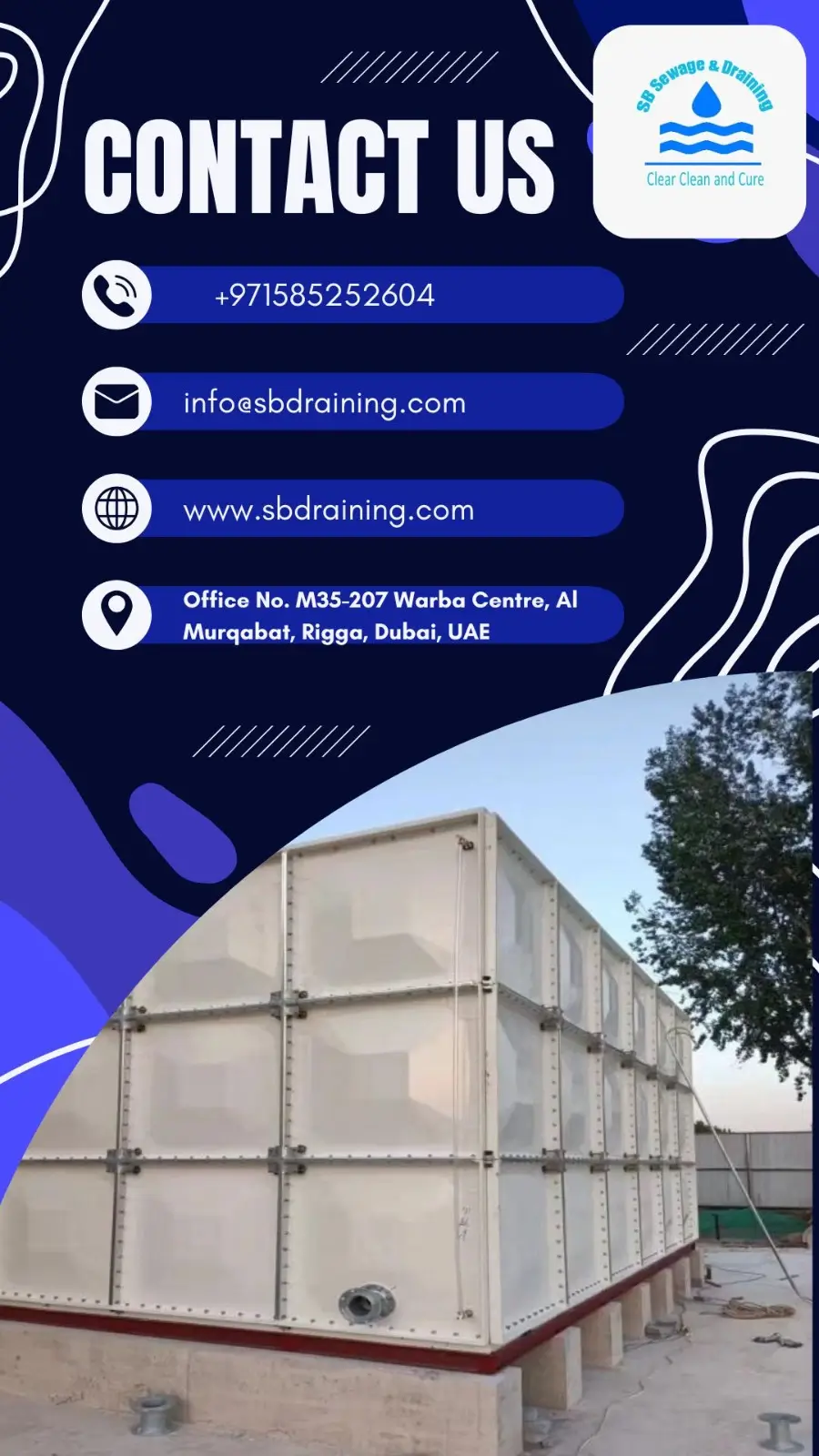 Contact for water tank cleaning services in Dubai and UAE